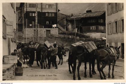 Saas-Fèe, Arriveo des mulets