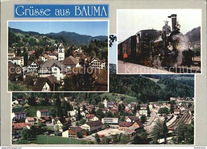12466380 Bauma Teilansicht Dampflokomotive Stadtblick Bauma