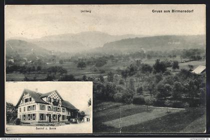 AK Birmensdorf, Gasthof z. Sonne, Ortsansicht aus der Vogelschau