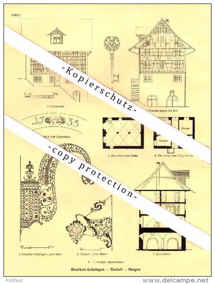 Photographien / Ansichten , 1927 , Marthalen , Thalwil , Horgen , Binziken , Grüningen , Prospekt , Architektur , Fotos