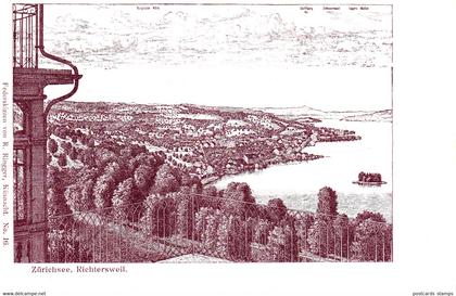 Richtersweil, Zürichsee, Künstlerkarte, um 1900/05