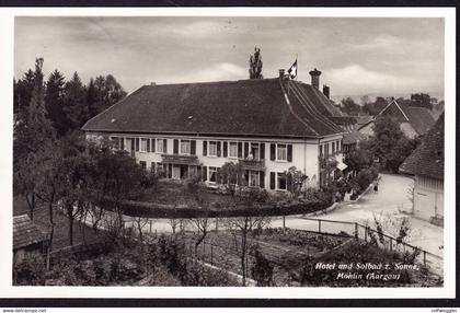 1934 gelaufene Foto AK: Hotel und Solbad. z. Sonne in Möhlin. Marke Eckmangel.