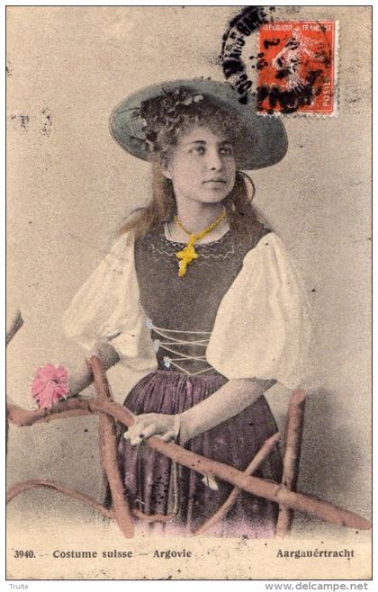 COSTUME SUISSE ARGOVIE (CARTE COLORISEE)