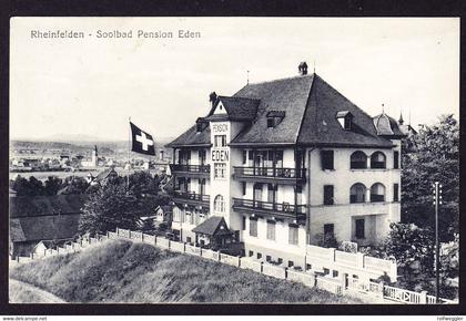 1921 gelaufene AK: Soolbad Pension Eden in Rheinfelden nach Grüningen