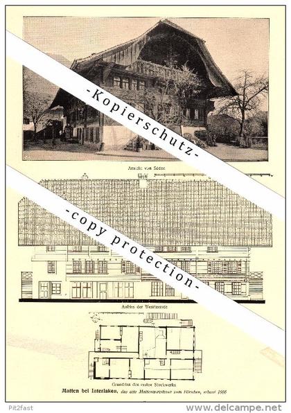 Photographien / Ansichten , 1917 , Matten bei Interlaken , Aarmühle , Prospekt , Fotos , Architektur !!!