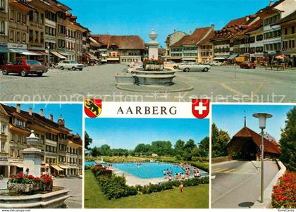 12897236 Aarberg Marktplatz Schwimmbad Brunnen Bruecke Aarberg