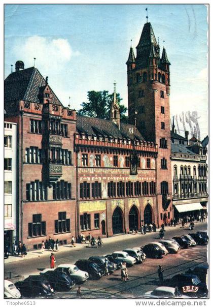 SUISSE. Carte postale ayant circulé en 1958. Bâle. Hôtel de Ville.