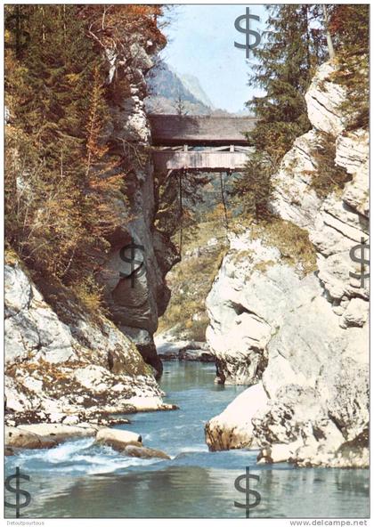 LESSOC MONTBOVON : Pont couvert sur la Sarine 1976