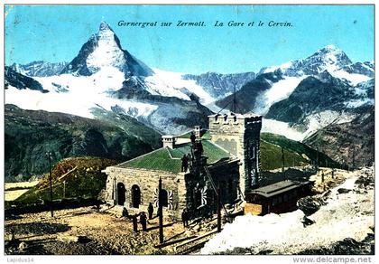 AG 114 / C P A - SUISSE -    GORNERGRAT SUR ZERMATT  LA GARE ET LE CERVIN