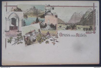 Glarus Nord (GL) Näfels - Mehrbild-Lithographie "Gruss aus Näfels"