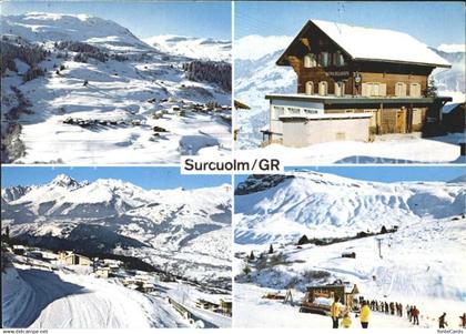 12381662 Surcuolm Obersaxen Skiparadies Piz Mundaun Gasthaus Bellavista Winter