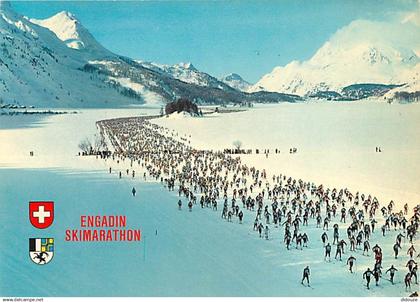 Suisse - GR Grisons - Engadiner Skimarathon - Die Langlaufer in der Gegend von Sils - Course de Ski de fond - Blasons -