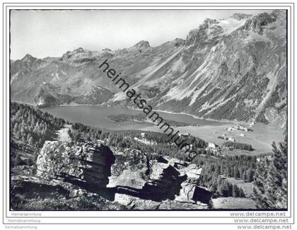 Sils im Engadin - Blick von Marmore auf Silersee und Piz Lagrev - Foto-AK Grossformat