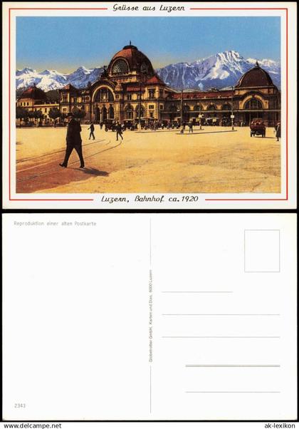 Ansichtskarte Luzern Lucerna Bahnhof 1920/2002