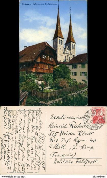 Ansichtskarte Luzern Lucerna Hofkirche und Kaplanenhaus 1915