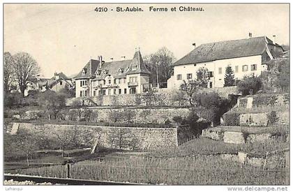 SUISSE- ref B1004- saint aubin -st aubin -ferme et chateau   - carte bon etat