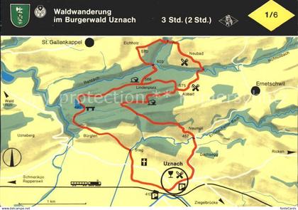 11891297 Uznach Waldwanderung im Burgerwald Uznach Panoramakarte