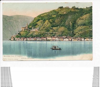 carte de morcote  lago di lugano  veduta  générale ( recto verso ) mauvais état