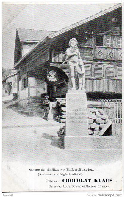 suisse. burglen. statue de guillaume tell