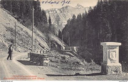 Schweiz - Klausenstrasse (UR) Grenzstein zwischen uri und Glarus - Verlag Photoglob 2048