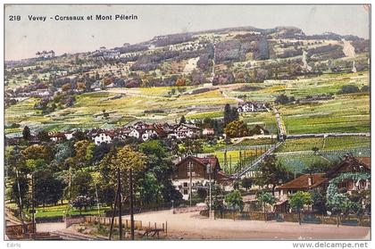 ***  VD *** VEVEY  corseaux et mont Pélerin - TTBE - 1912 timbrée