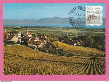 Suisse - Canton de Vaud - Carte maximum Féchy - 1985 - Vigne