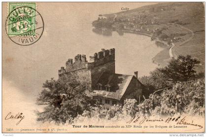 suisse. tour de marsens. coins émoussés