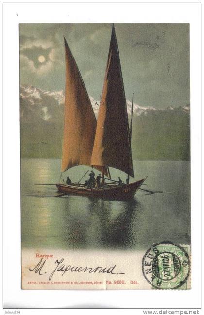 Suisse - Barque - lac Léman - expédiée de Renens 1906