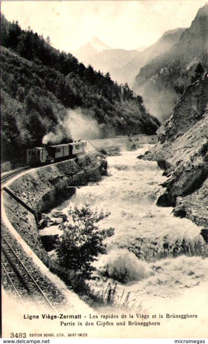 Suisse - Ligne Viège-Zermatt - Les rapides de la Viège et Brünegghorn