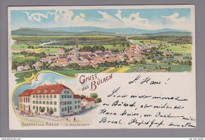 AK CH ZH Bülach 1900-05-12 Litho Gasthof Kreuz Marke fehlt