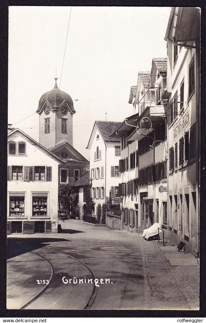 1930 Foto AK aus Grüningen beim Gasthof zum Bären.