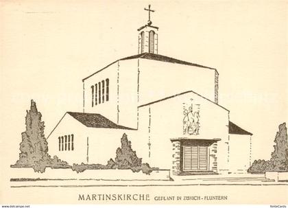 13851649 Fluntern Zuerich Martinskirche Zeichnung