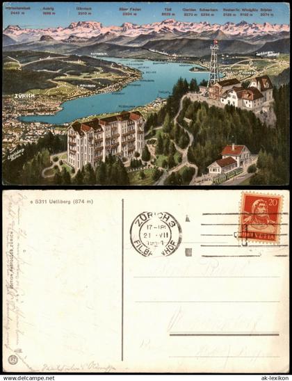 Stallikon Uto Kulm Uetliberg (Stallikon) Umland-Ansicht Zürich 1921