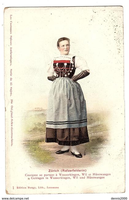 ZÜRICH (Rafzerfelderin) - FEMME - COSTUME  - Ed. Burgy, Lausanne