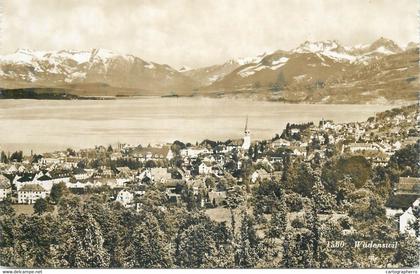 Wadenswil Switzerland panorama postcard 1956