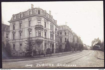 1914 gelaufene Foto AK: Zürich II Seestrasse (Wollishofen) gestempelt Thusis.