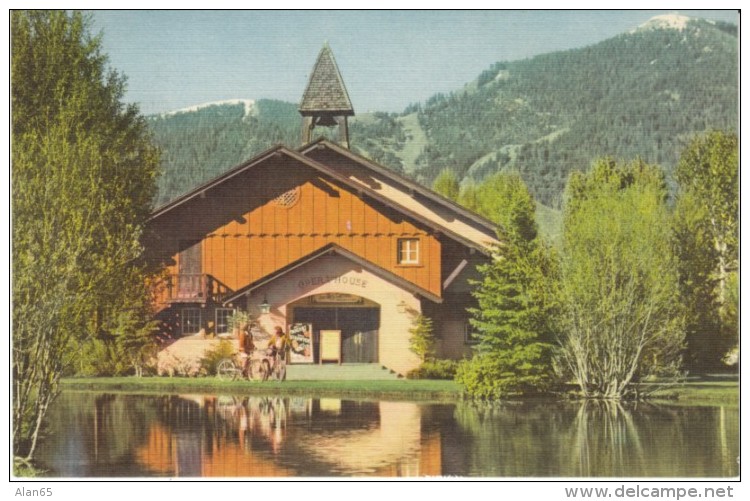 Sun Valley ID Idaho, Opera House, Bicycles on Union Pacific Railroad c1950s Vintage Linen Postcard