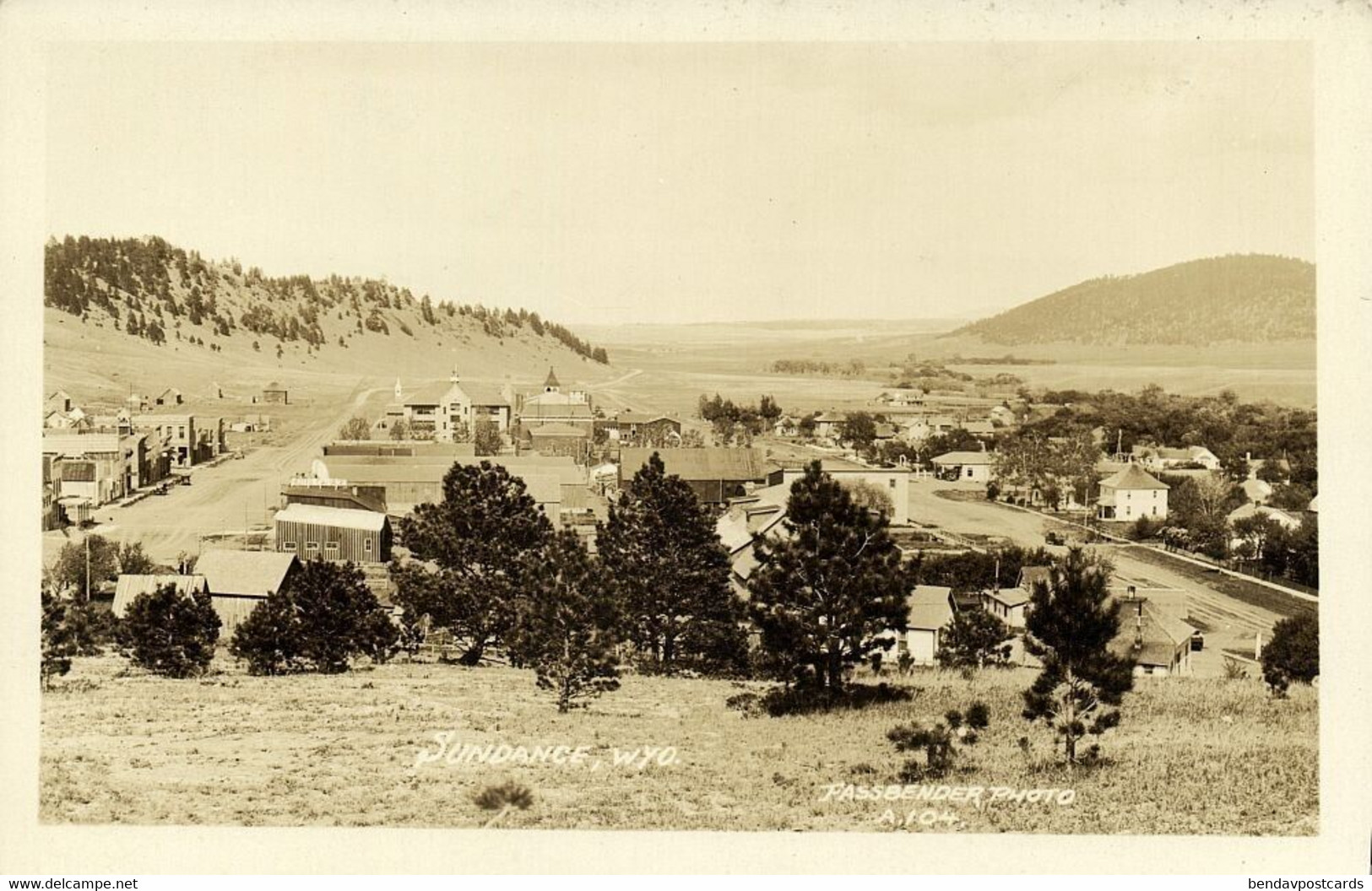 Sundance, Wyoming, Panorama (1920s) Fassbender Photo Postcard