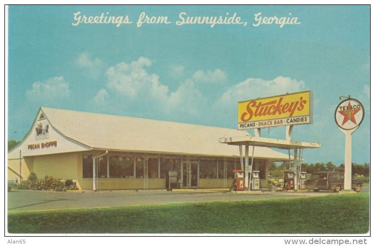 Sunnyside GA Georgia, Stuckey's Texaco Gas Station Store c1960s Vintage Postcard