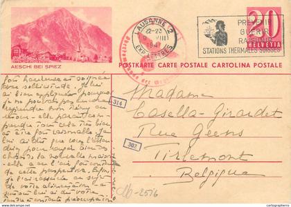 Switzerland Suisse entier postal Helvetia 20c postal stationery Aeschi bei Spiez - Tirlemont via Allemagne 1941