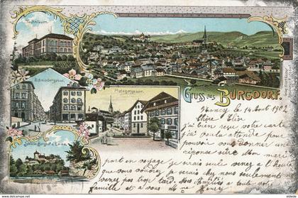 Gruss aus Burgdorf  Berthoud  Litho Couleur 1902