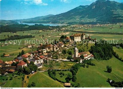 13340388 Gruyeres  Gruyere FR Fliegeraufnahme Broc et lac de la Gruyere