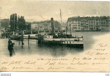 CPA SUISSE. LES QUAIS A GENEVE 1901 - Suisse - 1901