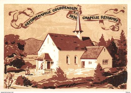 courrendlin - reform kapelle 1930 , la chapelle réformée - cpa illustrateur souvenir - suisse switzerland