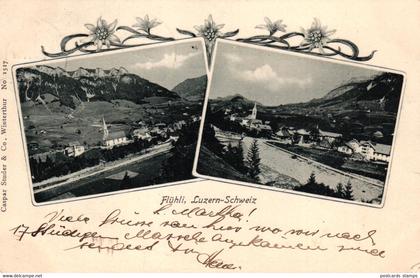 Flühli / Luzern, Mehrbild-AK, 1907 von Flühli nach Stuttgart versandt