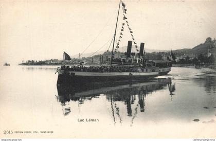 SUISSE - Lac Léman - Péniche - Bateau - Vapeur - Transport - Rivière - Ed Burgy - Animé - Carte postale ancienne