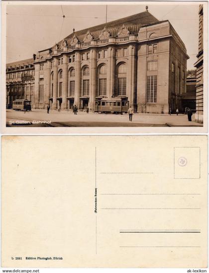 St. Gallen San Gallo / Sogn Gagl Partie am Bahnhof - Straßenbahnen 1930