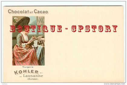 SCHWEIZ - COSTUME THURGOVIE - LITHOGRAPHIE PUBLICITE CHOCOLAT CACAO KOHLER de LAUSANNE < PUB SUISSE < SVIZZERA