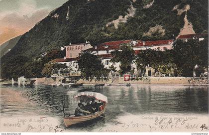 AK Lago di Lugano Restaurant Cantine di Caprino Fähre Chiatta Campione Paradiso Bissone Arogno Tessin TI Schweiz Suisse