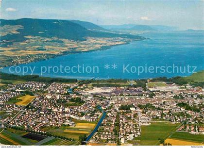 12842383 Yverdon-les-Bains Lac de Neuchatel Vue aerienne Fliegeraufnahme  Yverdo